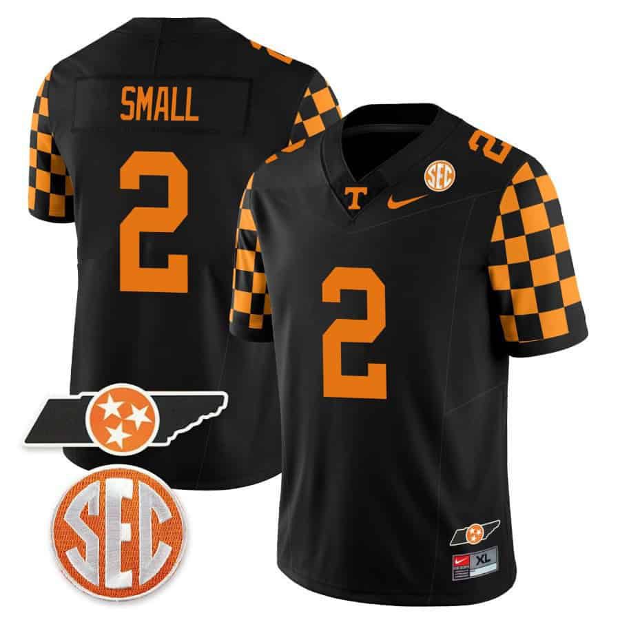 Men Tennessee Volunteers #2 Small Black 2024 Nike Checkerboard & Alternate NCAA Jersey style 1->ncaa teams->NCAA Jersey